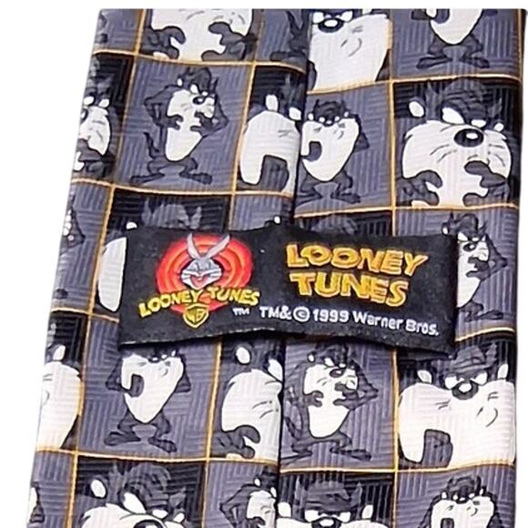 Loony Tunes Black & White Tasmanian Devil Character Mens Novelty Tie Cartoon - Picture 4 of 5